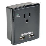 Tripp Lite 1 Outlet Portable Surge Protector, Dual Port USB Charger (2.4A total), Wall Mount Direct Plug-in, &amp;...