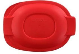 Pyrex 2 QT Oval Roaster Bundle: 2 Quart Oval Roaster with Red Plastic Cover N3