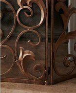 Ornate Gold Acanthus Scroll Iron Fireplace Screen