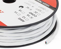 In Wall Speaker Wire | 100 Feet | 14AWG CL3 Rated 4-Conductor Wire White Oxygen Free Copper includes banana plugs...