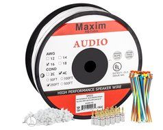 In Wall Speaker Wire | 100 Feet | 14AWG CL3 Rated 4-Conductor Wire White Oxygen Free Copper includes banana plugs... N4