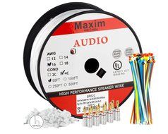 In Wall Speaker Wire | 100 Feet | 14AWG CL3 Rated 4-Conductor Wire White Oxygen Free Copper includes banana plugs... N5
