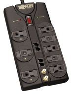 Tripp Lite 8 Outlet Surge Protector Power Strip, 8ft Cord Right Angle Plug, Tel/Modem, &amp; $150K INSURANCE (TLP808TEL)