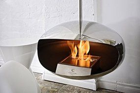 Cocoon Fires Ventless Ethanol Hanging Model Aeris Stainless Steel Fireplace