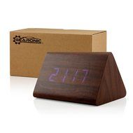 GEARONIC TM Modern Triangle Wood LED Wooden Alarm Digital Desk Clock Thermometer Classical Timer Calendar Updated... N3