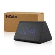 GEARONIC TM Modern Triangle Wood LED Wooden Alarm Digital Desk Clock Thermometer Classical Timer Calendar Updated... N4