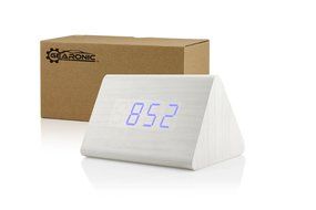 GEARONIC TM Modern Triangle Wood LED Wooden Alarm Digital Desk Clock Thermometer Classical Timer Calendar Updated... N7