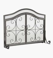 Plow &amp; Hearth Large Crest Flat Guard Fireplace Screen