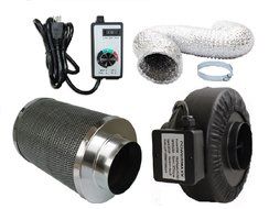 Powermaxx Premium Charcoal Carbon Filter with Inline Fan Combo and Speed Controller (16 feet Ducting, 4 Inch) N3
