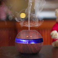 Ultrasonic Humidifier,Powstro Wood Grain 300ml Air Aroma Aromatherapy Essential Oil Diffuser With Blue LED Light... N8
