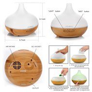 Mindkoo Air Humidifier Purifiers Aroma Essential Oil Diffuser 300ml Wood Grain Base with Cool Mist and Colorful...