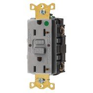 Hubbell GFRST83GY Gfci Receptacle, 20 Amps, Nema Configuration: 5-20R, Decorator, Self-Testing: YES, Gray