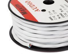 In Wall Speaker Wire | 100 Feet | 14AWG CL3 Rated 4-Conductor Wire White Oxygen Free Copper includes banana plugs... N8