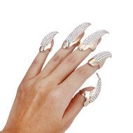 AutumnFall&reg; 10 Pcs Masquerade Props False Nail Sets Claw Paw Talon Finger Ring (Gold) N7