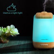 Homasy 200ml Aroma Essential Oil Diffuser, Wood Grain, Night Light with 7 Color LED Changing for Yoga Spa Home... N3