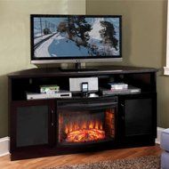 61" TV Stand with Curved Electric Fireplace