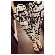 Yaheeda Women's Casual Print Flower Elastic Waistband Wide Leg Narrow Feet Long Chiffon Pants Trousers N4