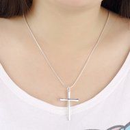 Fashion NEW 925 Sterling Silver Charms cross Pendant Beautiful women Necklace