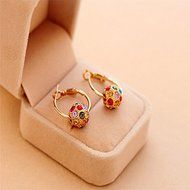 Lovely Korean Women Colorful Crystal Rhinestone Ball Ear Stud Hoop Earrings FT56