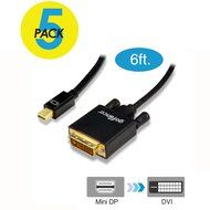 gofanco [5-pack] Gold Plated 6 Feet Mini DisplayPort to DVI Adapter Cable (Black) - Thunderbolt 2 Compatible for... N4