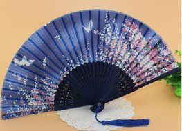Leegoal(TM) Pink and Green Cherry Blossom Pattern Lace Bamboo Handheld Folding Fans for Girls Women N45