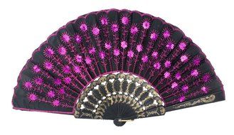 Leegoal(TM) Pink and Green Cherry Blossom Pattern Lace Bamboo Handheld Folding Fans for Girls Women N46