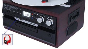 7-in-1 Boytone BT-21DJM-C 3 Speed Turntable 33/45/78 Rpm, Belt Drive, CD, Cassette Player AM/FM/ USB/SD Slot,...