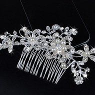 Wedding Bridal Jewellery Rhinestone Crystal Flower Pearls Silver Hair Comb Clip