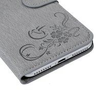 iPhone 7 Plus Case (5.5 inch) - Flip Wallet Stand Case Embossed Flowers PU Leather Shock-Absorption Soft TPU Inner... N32