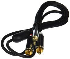 Monoprice 109768 6-Feet 3.5mm Stereo Male to RCA Stereo Male Gold Plated Cable for Mobile, Black
