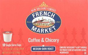 French Market Coffee Roast Single Serve Cups, Dark Roast Coffee and Chicory (2 Pack of 12) N5