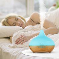 Mindkoo Air Humidifier Purifiers Aroma Essential Oil Diffuser 300ml Wood Grain Base with Cool Mist and Colorful... N2