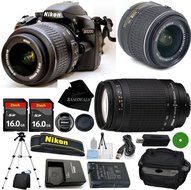 D3200 24.2 MP CMOS Digital SLR, NIKKOR 18-55mm f/3.5-5.6 Auto Focus-S DX VR, 70-300mm f/4-5.6G Auto Focus Nikkor...