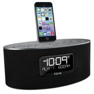 iHome Compact Dual Alarm Clock Radio with Large Display &amp; Lightning Dock USB Charge/Play for iPad/iPhone/iPod