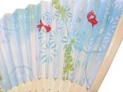Folding Fan (21cm) Running water Goldfish Pattern, White