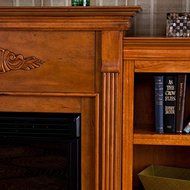 Electric Fireplace with Bookcases and storage Heater Glaxed Pine Finish N5