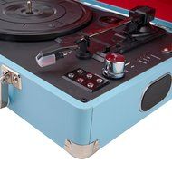 GPO Attache Briefcase Style 3-Speed Portable Vinyl Turntable with Built-in Stereo Speakers and USB Stick for Recording... N3