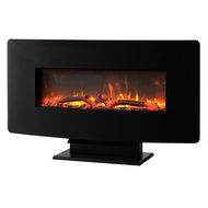 Muskoka MHC35BL Pleasant Hearth Curved Wall Mount Fireplace, Black Glass, 35" N2