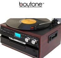 7-in-1 Boytone BT-21DJM-C 3 Speed Turntable 33/45/78 Rpm, Belt Drive, CD, Cassette Player AM/FM/ USB/SD Slot,... N3