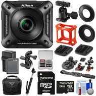 Nikon KeyMission 360 Wi-Fi Shock &amp; Waterproof 4K Video Action Camera Camcorder + Action Mounts + 64GB Card + Battery...
