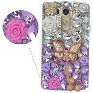 LG G Stylo Case, LG G Stylo Bling Case-Spritech(TM) 3D Handmade Colorful Diamond Bling with Butterfly Flower Decoration... N16