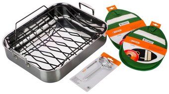 Le Creuset 5pc Large Stainless Steel Roaster Holiday Bonus Set