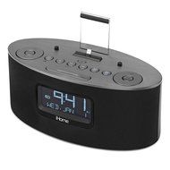 iHome Compact Dual Alarm Clock Radio with Large Display &amp; Lightning Dock USB Charge/Play for iPad/iPhone/iPod N2
