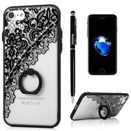 iPhone 7 Case (4.7 inch) - 360 Degree Rotating Ring Holder Kickstand Shockproof Soft TPU Skin Bumper Frame + PC... N23