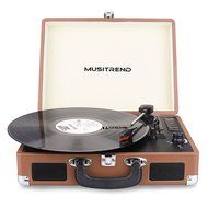 Musitrend Bluetooth Turntable Portable Suitcase Record Player with Built-in Speakers, USB/SD Recorder, Rechargable...