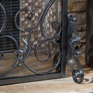 Darcie Black Brushed Silver Finish Wrought Iron Fireplace Screen N2