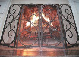 Home Fireplace Screen Metal Eggshell Black Finish