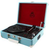 GPO Attache Briefcase Style 3-Speed Portable Vinyl Turntable with Built-in Stereo Speakers and USB Stick for Recording... N6