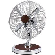 Optimus F-8121 12-Inch Oscillating 3-Speed Fashion Table Fan, Chrome with Red Wood Accent