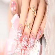 EVTECH(TM) 24 Pcs Nail Decals Floral Bowknot Pearl Diamond Rhinestone Crystal French Artificial Half False Nails... N10